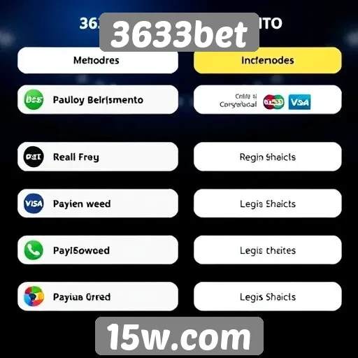 Métodos de pagamento disponíveis na 3633bet
